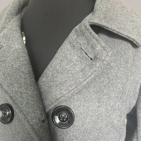 Grey, Lined, Double-Breasted Pea Coat or Driving Coat - Picture 5 of 7